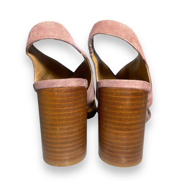 Crown Vintage Women's Poudre Pink Suede Heeled Open Toe Sandals Size 7 M /37.5 - Picture 6 of 14